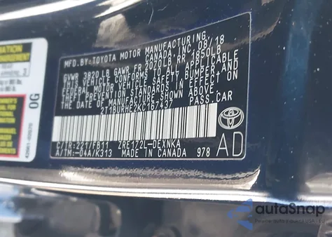 2019 Toyota Corolla Le from USA, damaged, VIN 2T1BURHE2KC167437